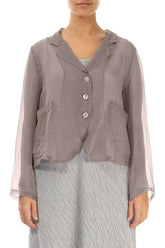 Short Greige Silk Chiffon Jacket 1
