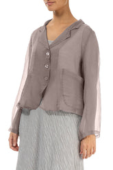 Short Greige Silk Chiffon Jacket 3