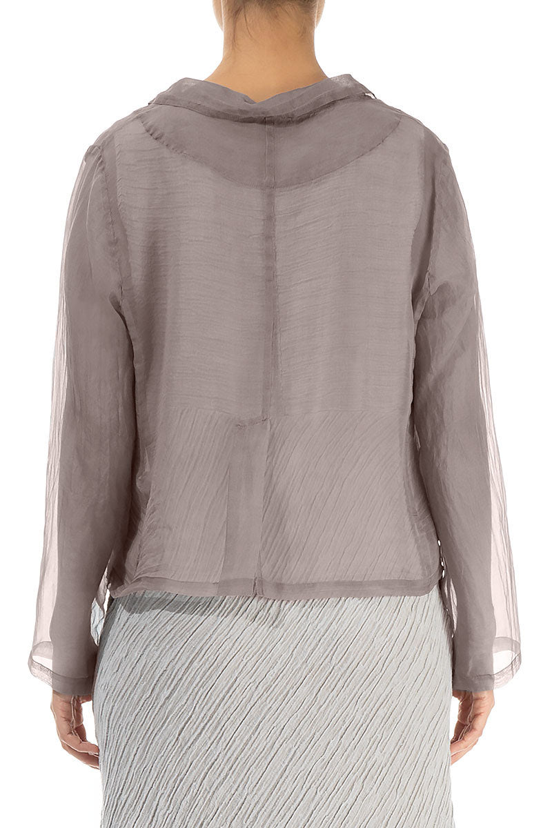 Short Greige Silk Chiffon Jacket 2