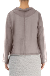 Short Greige Silk Chiffon Jacket 2