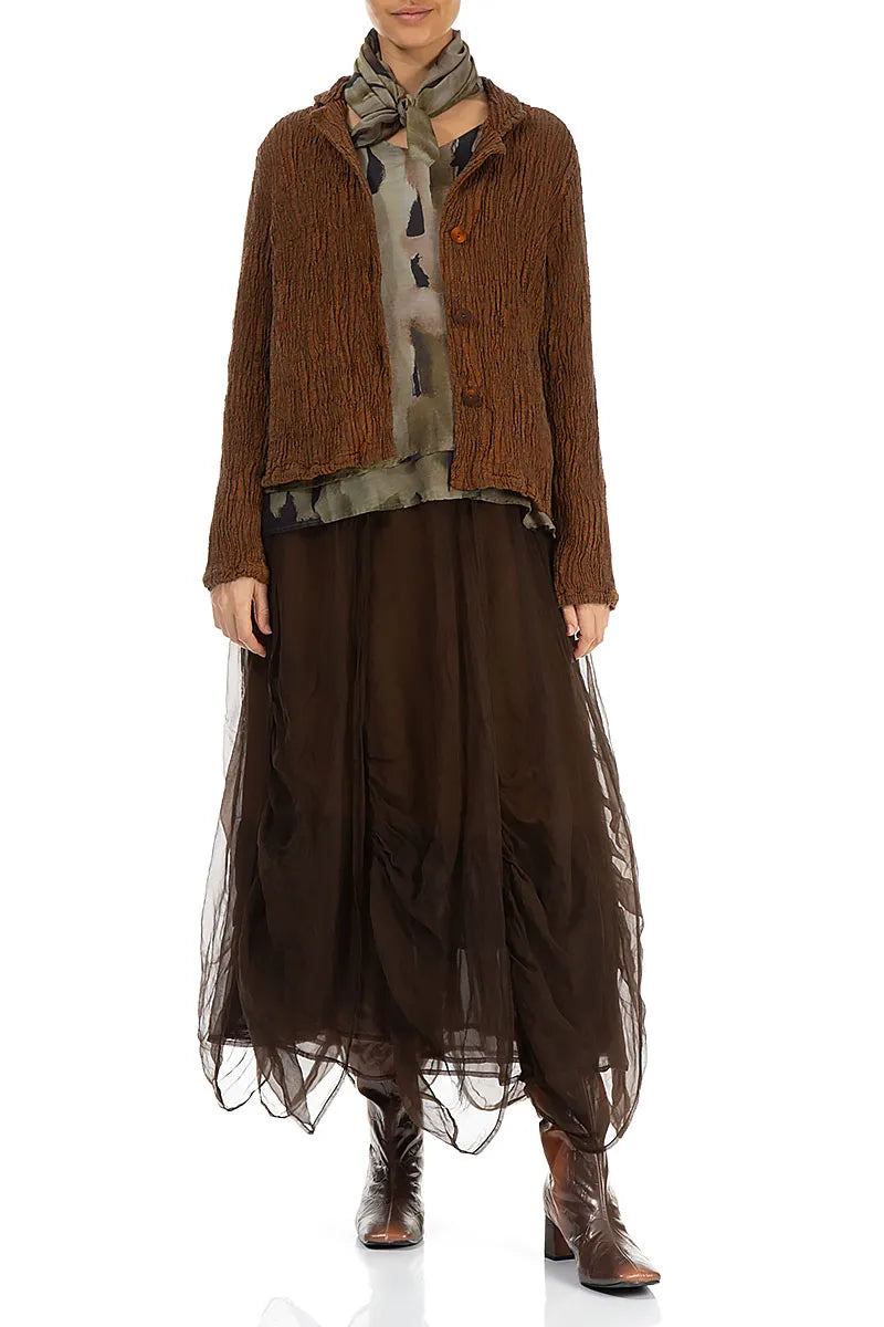 Kurze Jacke aus Seidenleinen mit gealterter Kupferstruktur