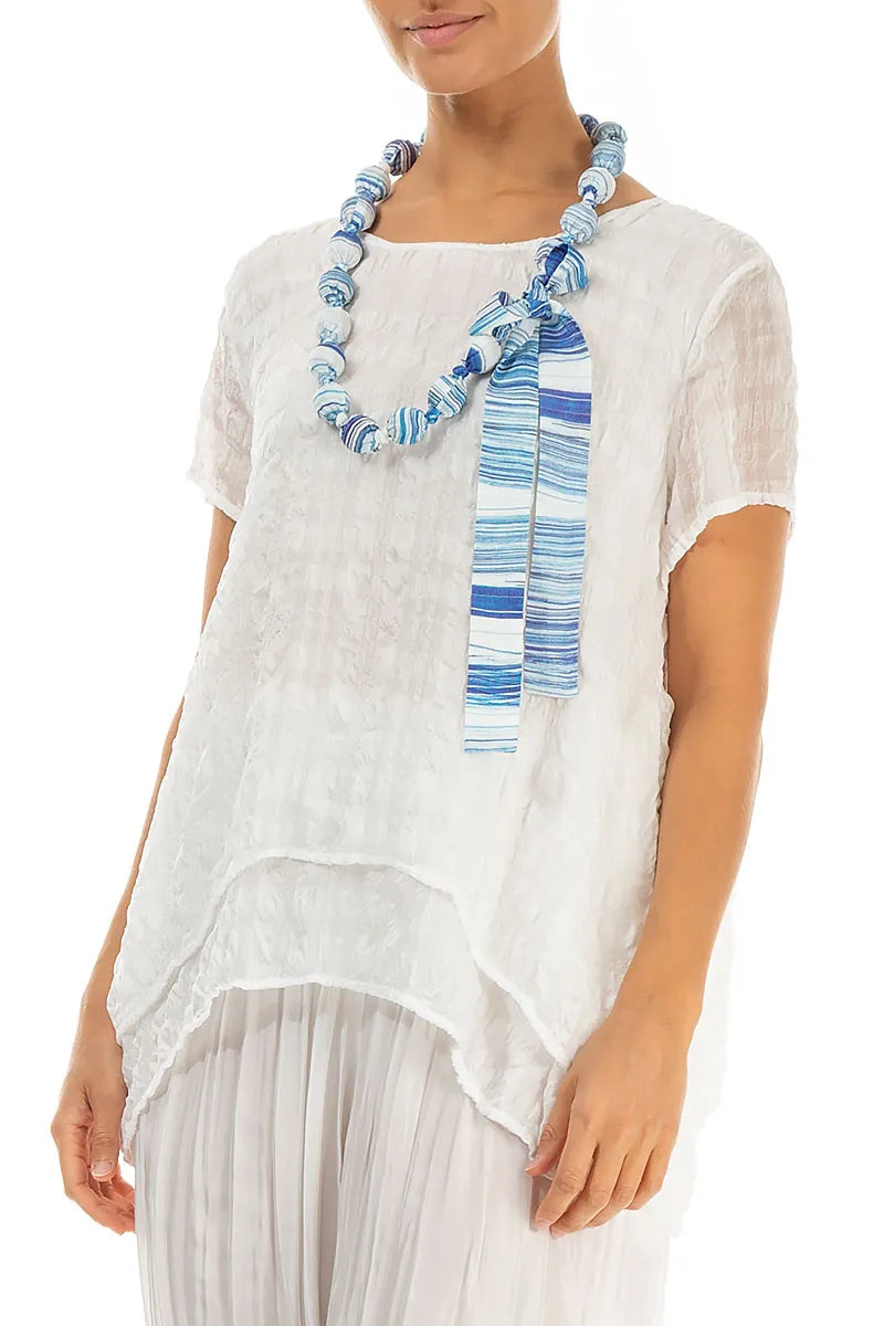 Short Azure Lines Silk Bamboo Bead Necklace 3