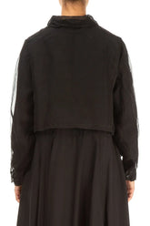 Short Black Silk Chiffon Jacket 2