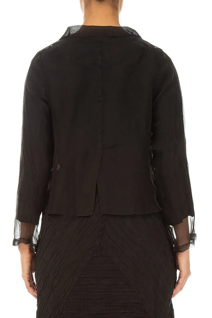 Short Black Silk Chiffon Jacket 2
