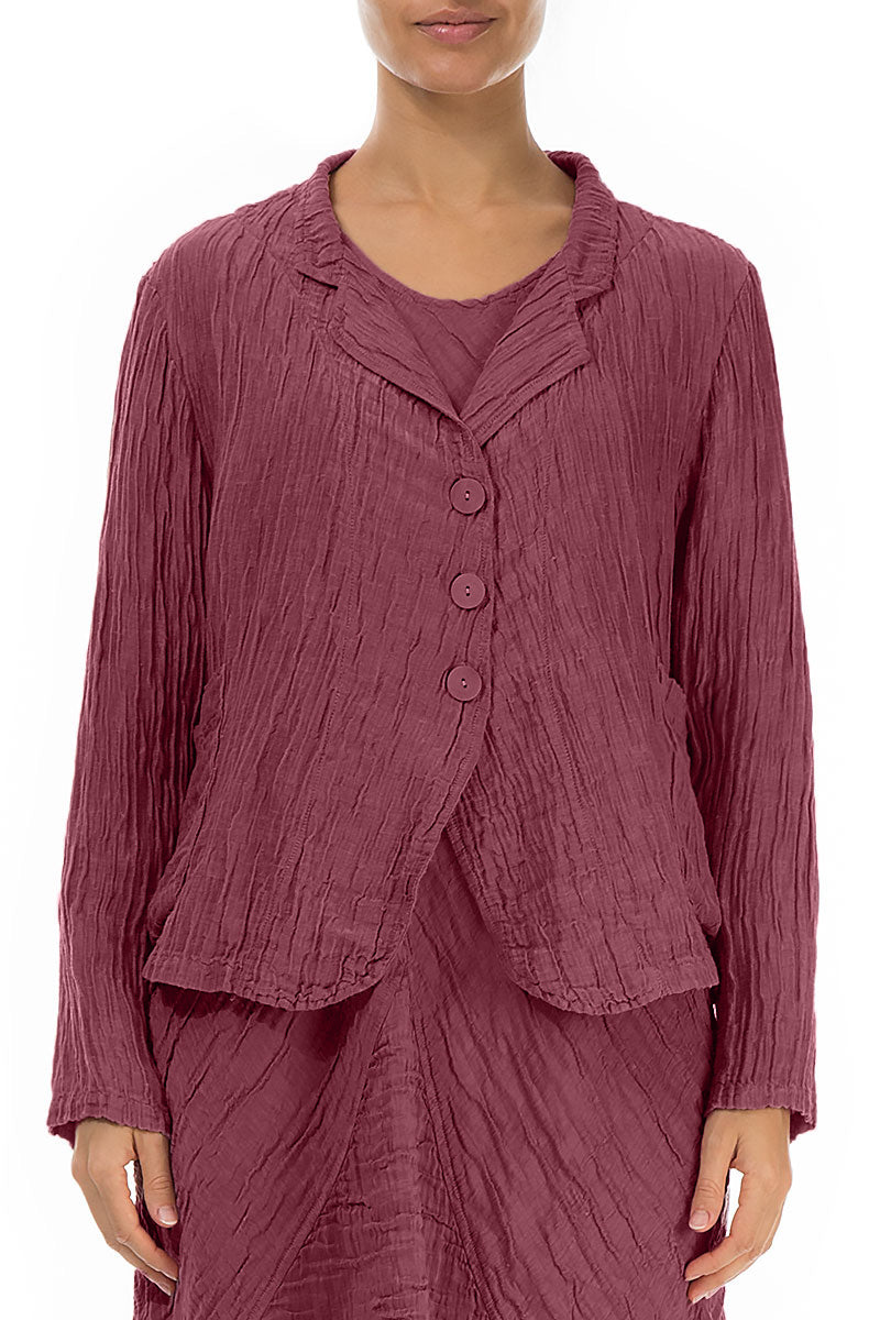 Short Crinkled Antique Ruby Silk Jacket 1
