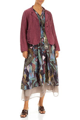 Short Crinkled Antique Ruby Silk Linen Jacket 5