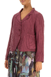 Short Crinkled Antique Ruby Silk Linen Jacket 3