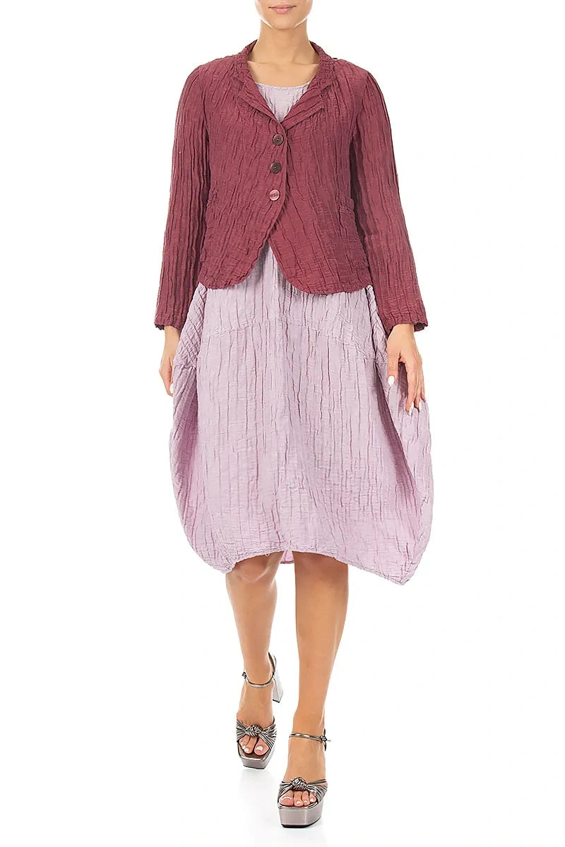 Short Crinkled Antique Ruby Silk Linen Jacket 5