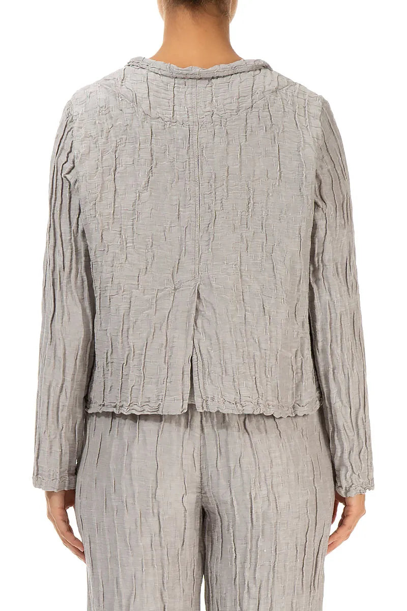 Veste courte en soie beige froissée