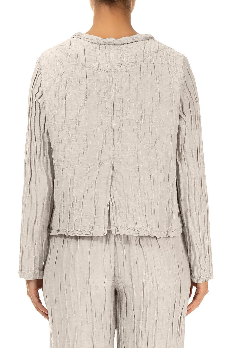 Short Crinkled Beige Silk Linen Jacket