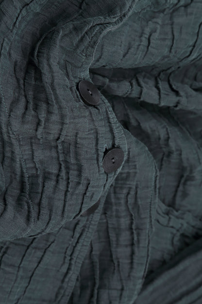 Short Crinkled Graphite Silk Linen Jacket 5