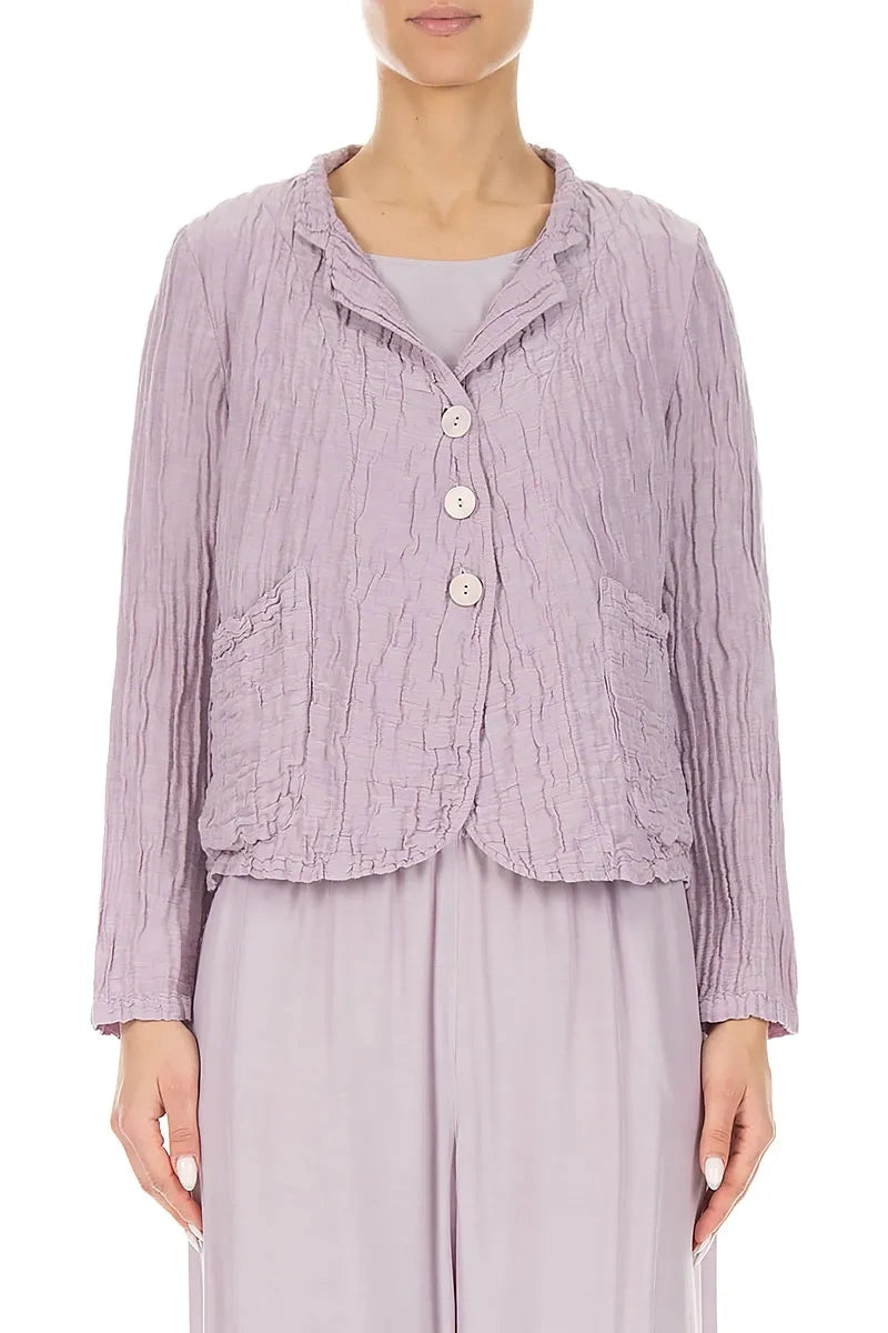 Short Crinkled Lilac Silk Linen Jacket 1