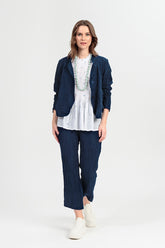 Short Crinkled Navy Silk Jacket 6