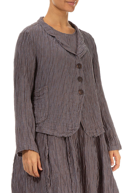 Short Crinkled Truffle Silk Jacket 3