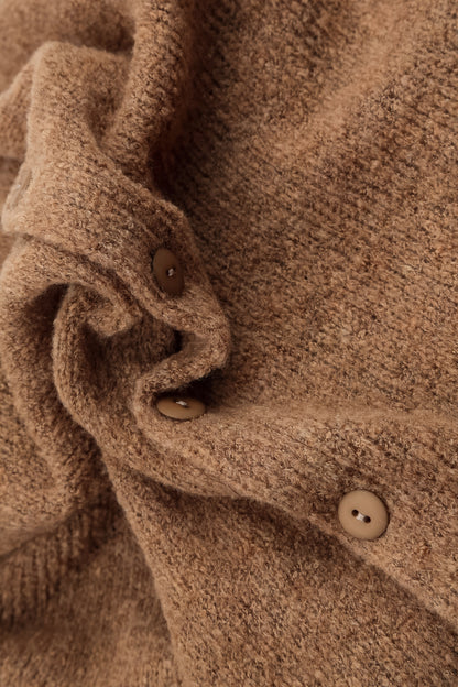 Short Loose Caramel Wool Cardigan