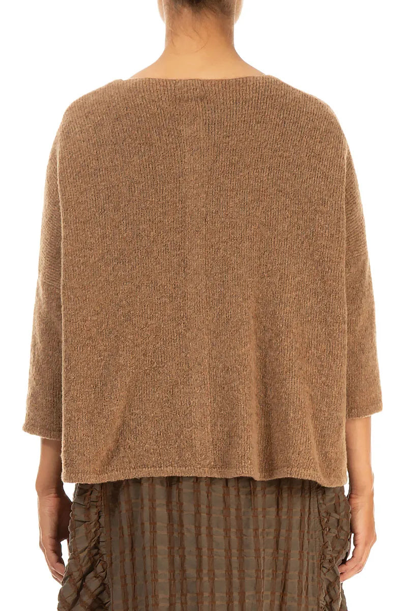 Short Loose Caramel Wool Cardigan
