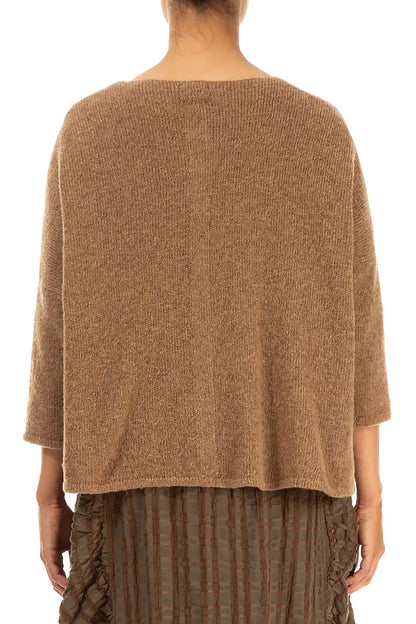 Short Loose Caramel Wool Cardigan