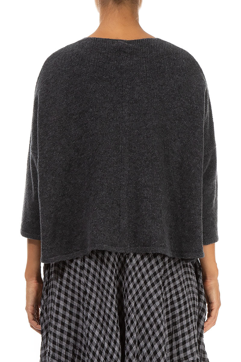 Short Loose Dark Grey Wool Cardigan 2