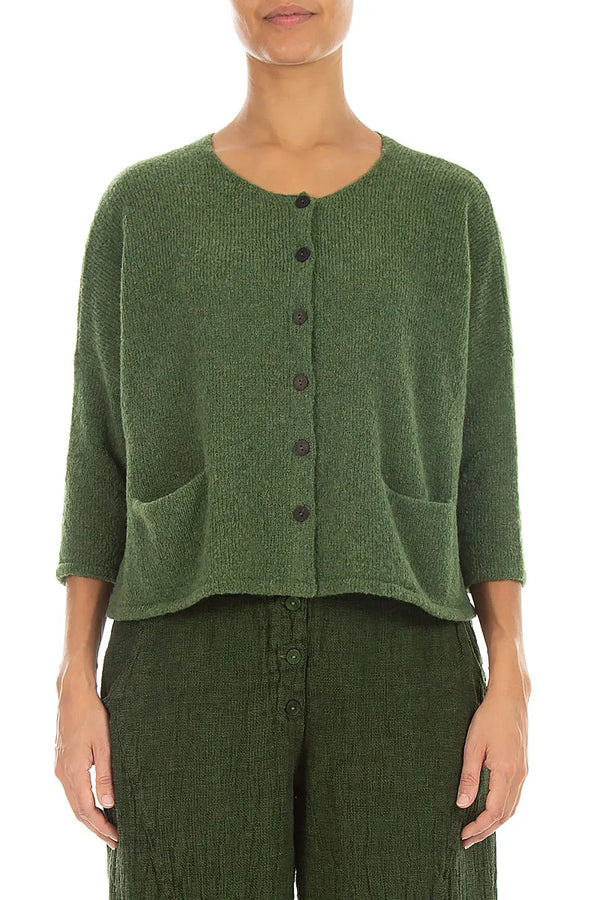 Gilet court ample en Laine vert sauge foncé