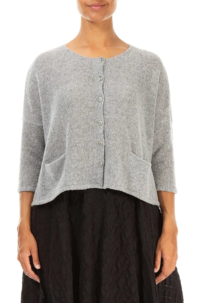 Short Loose Light Grey Wool Cardigan 1