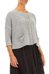 Short Loose Light Grey Wool Cardigan 3