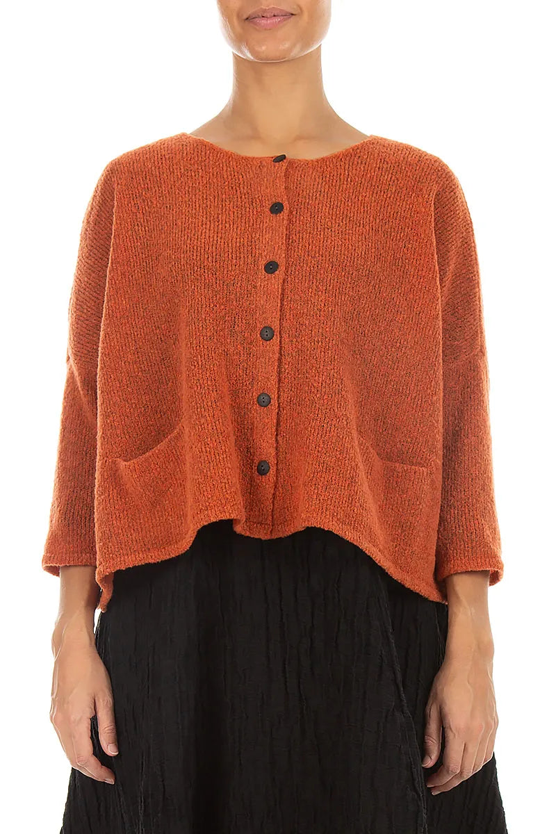 Gilet court et ample en Laine orange