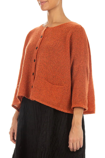 Gilet court et ample en Laine orange
