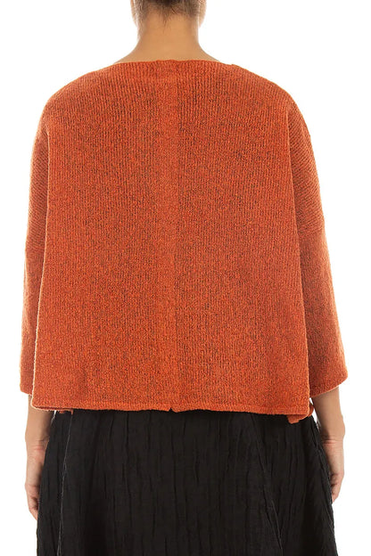 Gilet court et ample en Laine orange