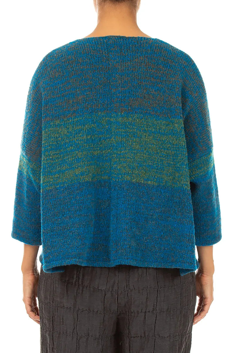 Loose Teal Mélange Wool Cardigan 3