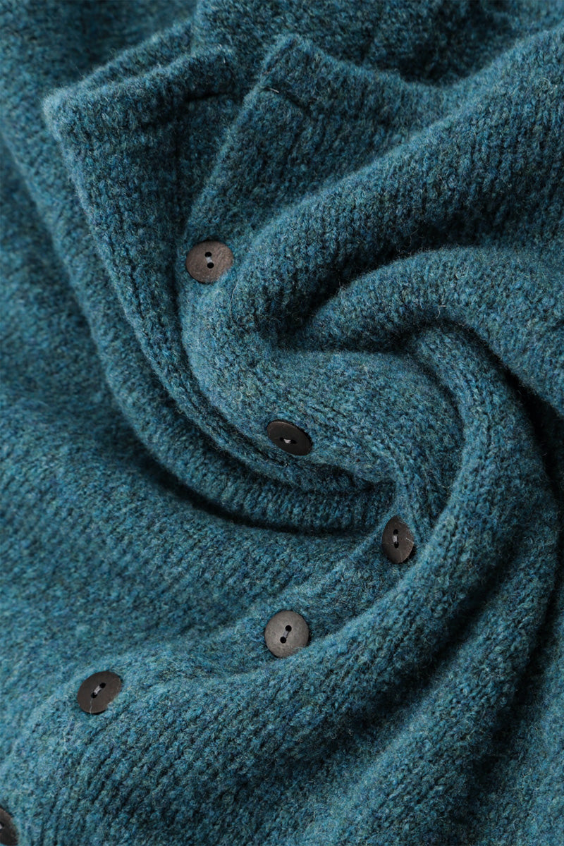 Short Loose Teal Wool Cardigan