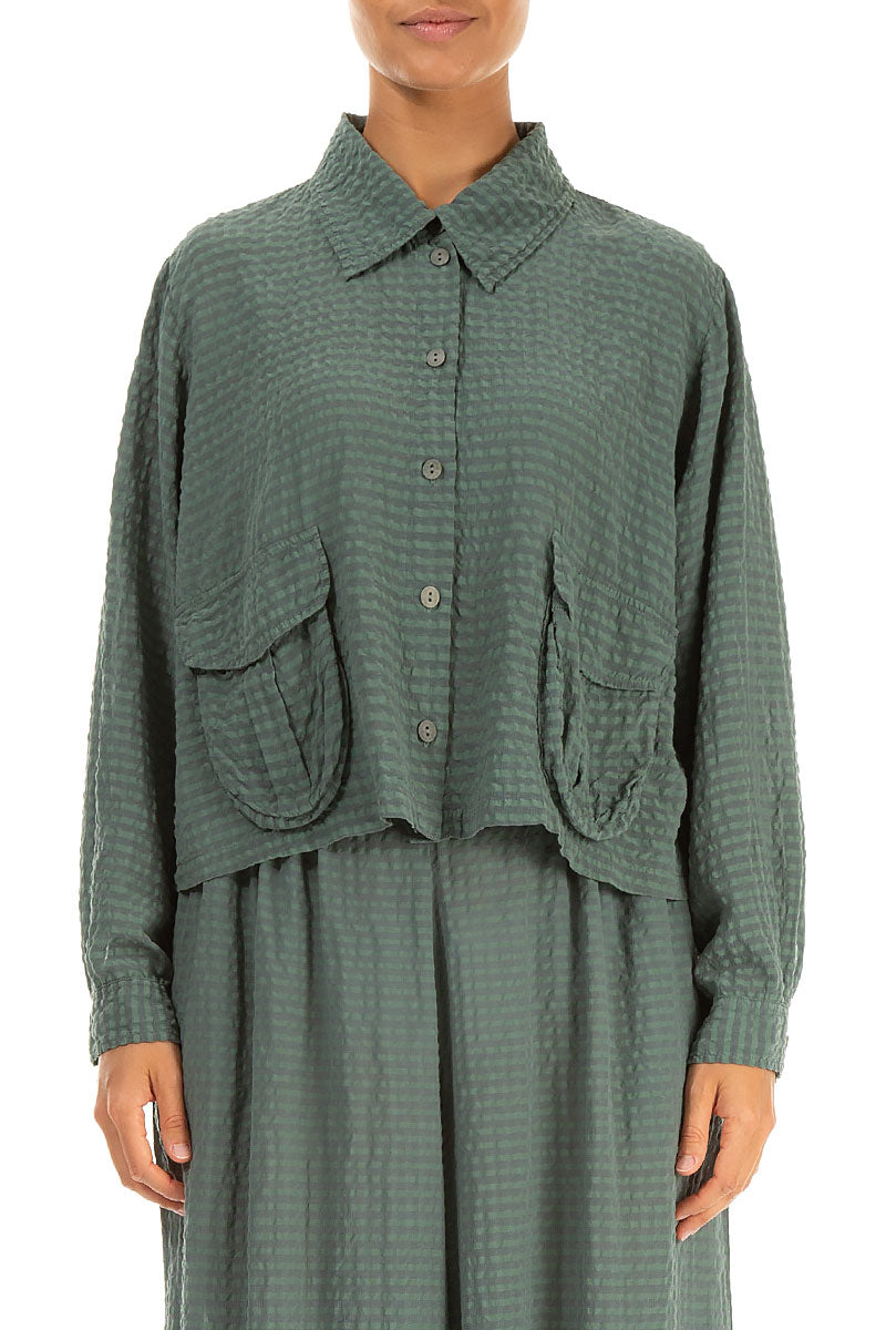 Short Sage Textured Silk Jacket 1