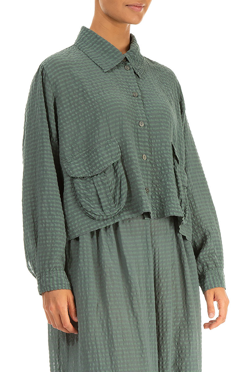 Short Sage Textured Silk Jacket 3