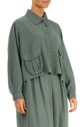 Short Sage Textured Silk Jacket 3