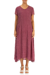 Short Sleeves Antique Ruby Light Silk Dress 2