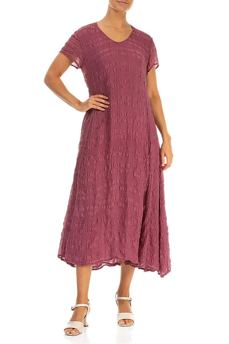 Short Sleeves Antique Ruby Light Silk Dress 5