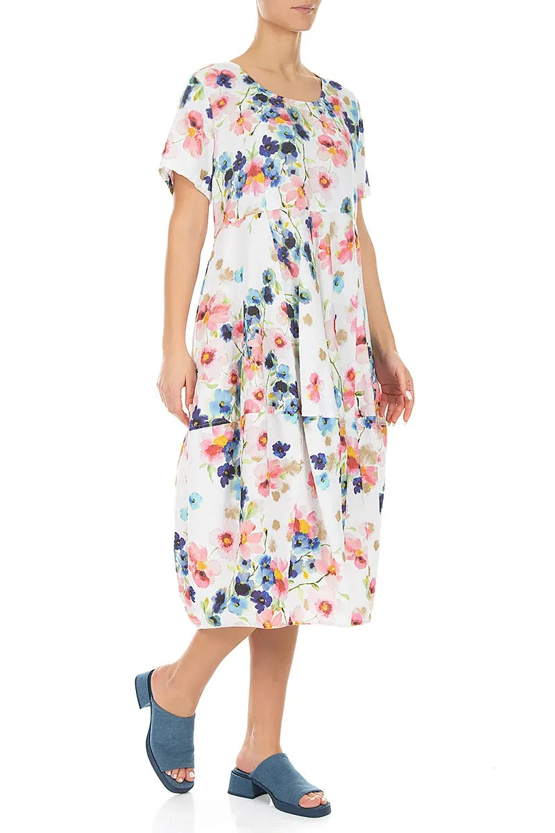 Short Sleeves Balloon Primrose Linen Dress 3