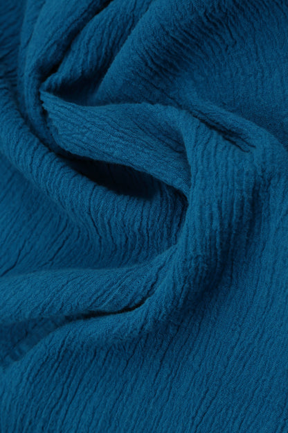 Short Sleeves Cobalt Blue Linen Viscose Blouse 5