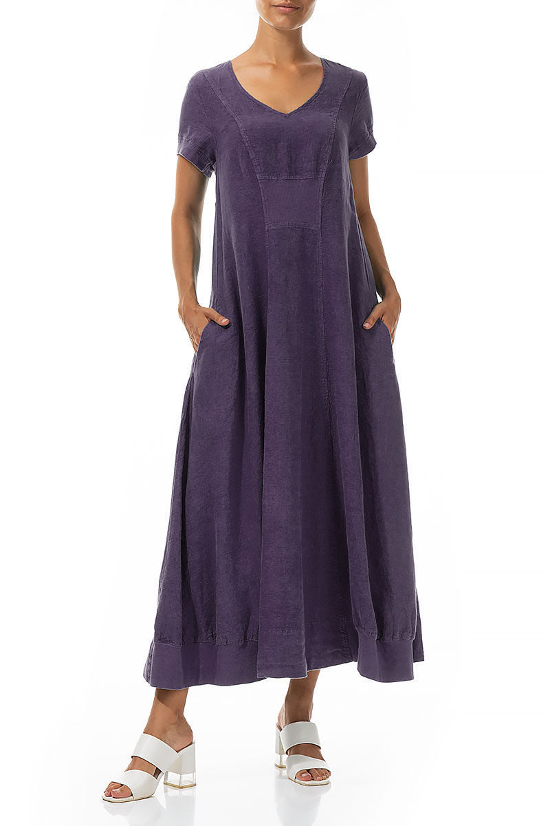 Ärmelloses Maxi-Leinenkleid Amethyst