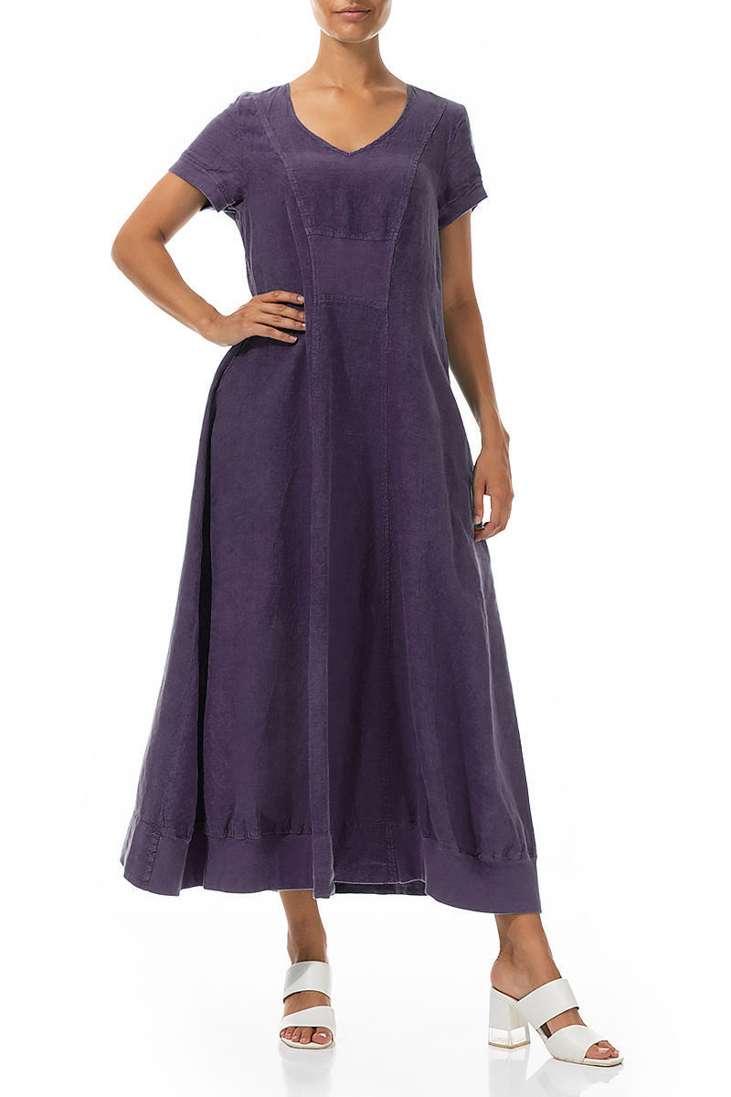 Ärmelloses Maxi-Leinenkleid Amethyst