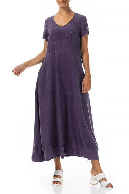 Ärmelloses Maxi-Leinenkleid Amethyst
