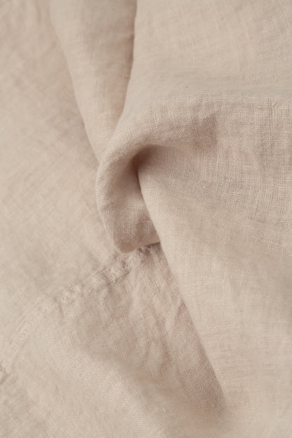 Short Sleeves Flared Beige Linen Top 5