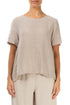Short Sleeves Flared Beige Linen Top 1