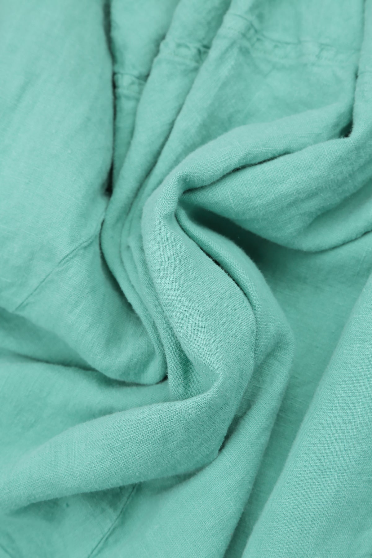 Short Sleeves Flared Mint Linen Top