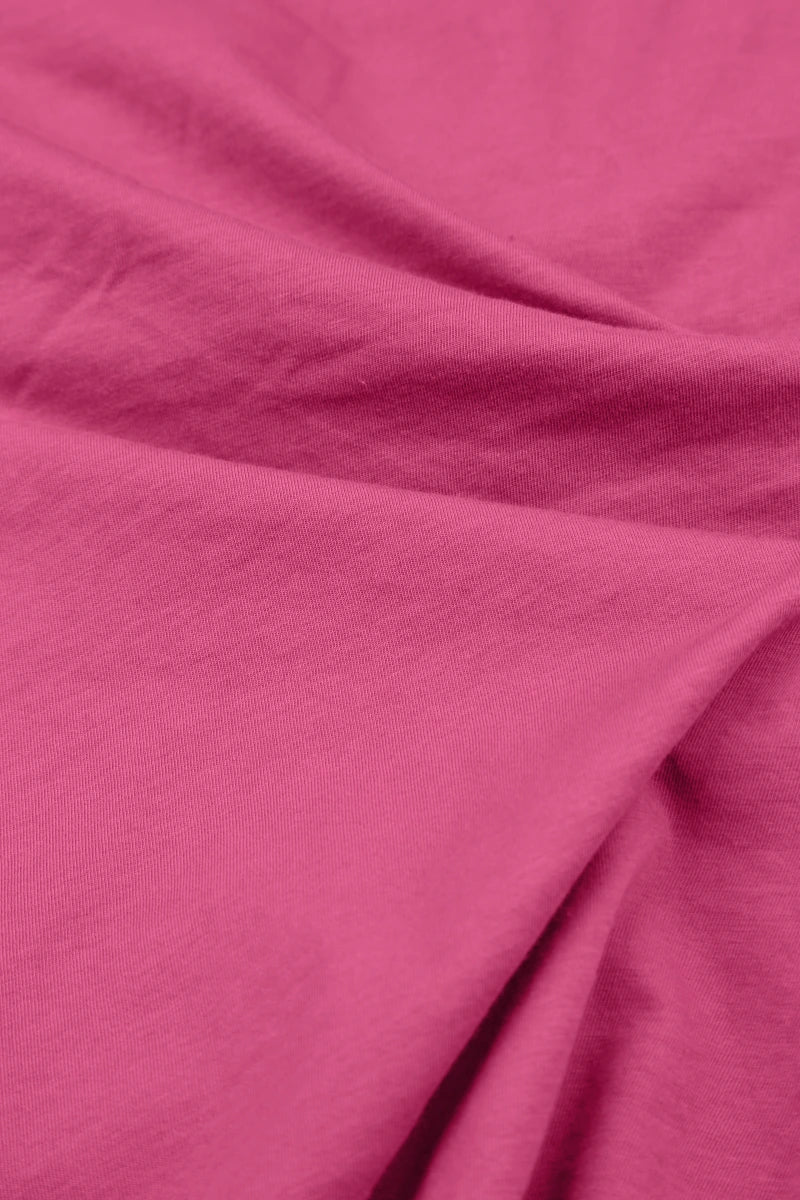 Haut en coton fuchsia à manches courtes