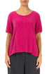 Short Sleeves Fuchsia Linen Viscose Blouse 1