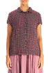 Short Sleeves Mauve Taupe Check Linen Jacket 1