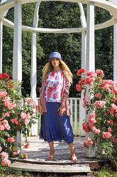 Short Sleeves Peony Blossom Linen Blouse 6
