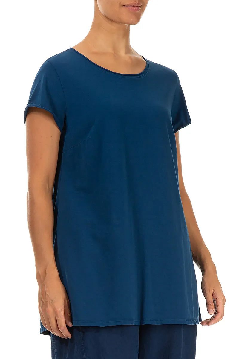 Short Sleeves Royal Blue Cotton T-Shirt 3