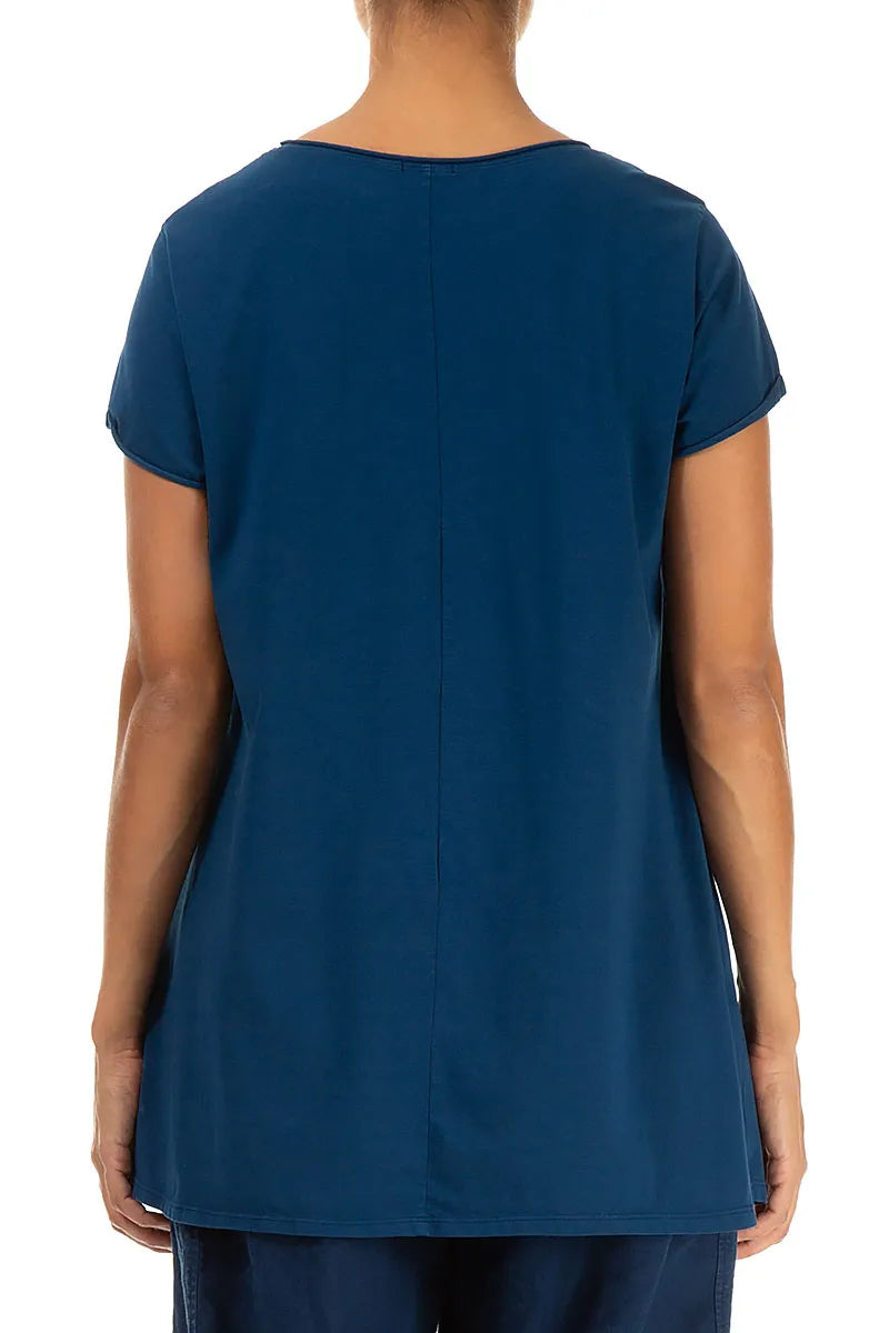 Short Sleeves Royal Blue Cotton T-Shirt 2