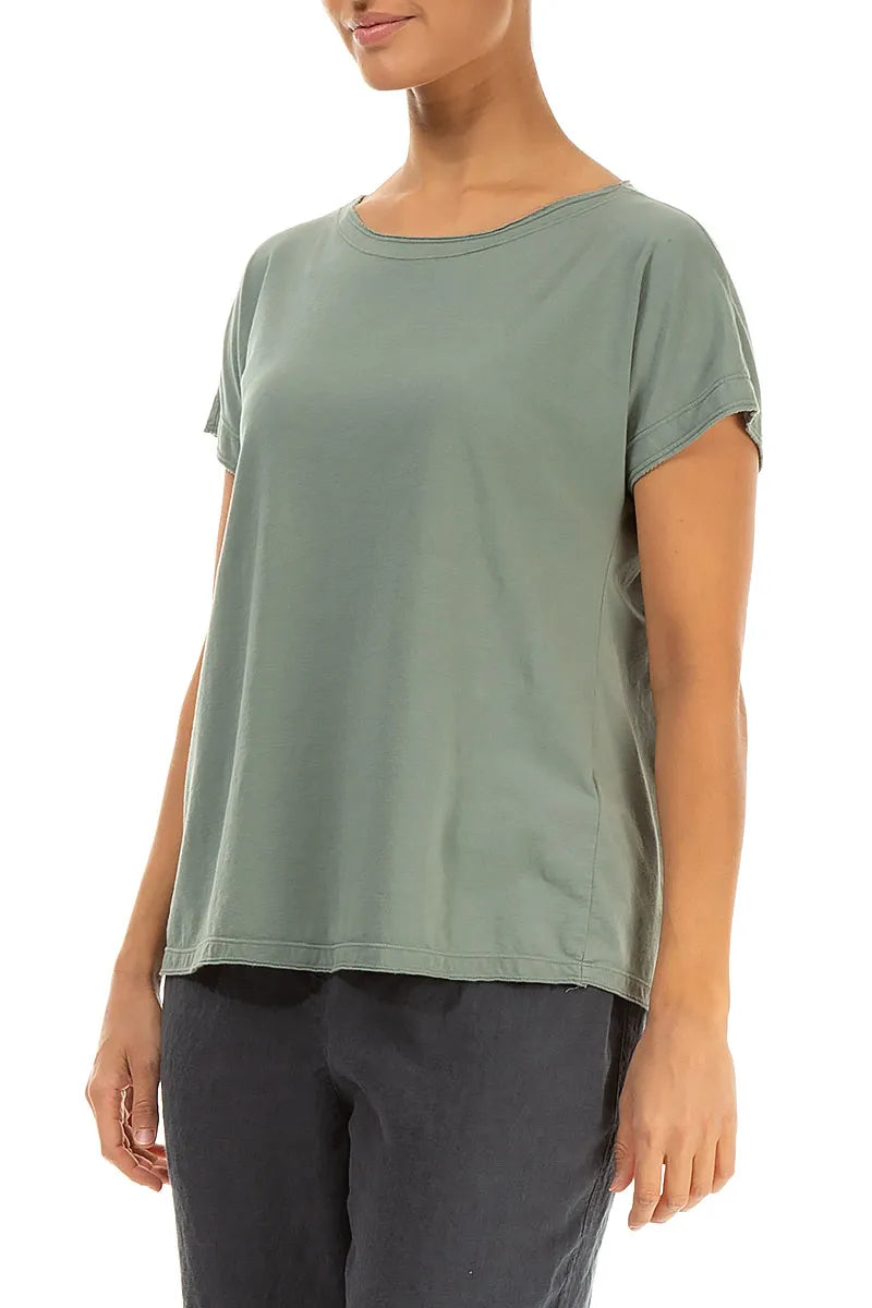 Short Sleeves Sage Cotton Top 3